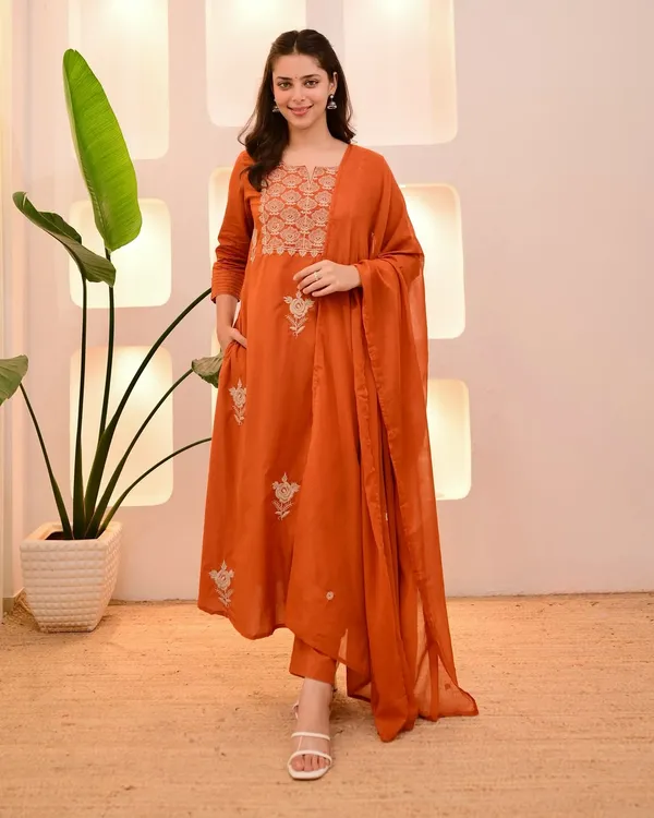 Orange_Embroidered_Straight_Kurta_Set_for_Women