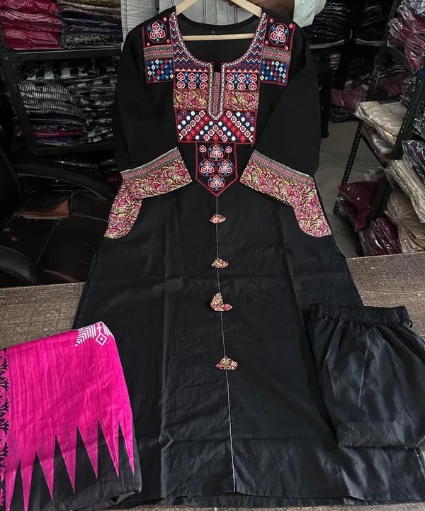 Black_Embroidered_Straight_Kurta_Set_for_Women