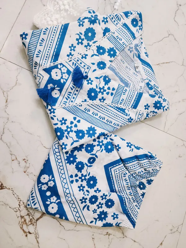 Blue_Cotton_Floral_Print_Tassel_Detail_Kurta_with_Pants_for_Women