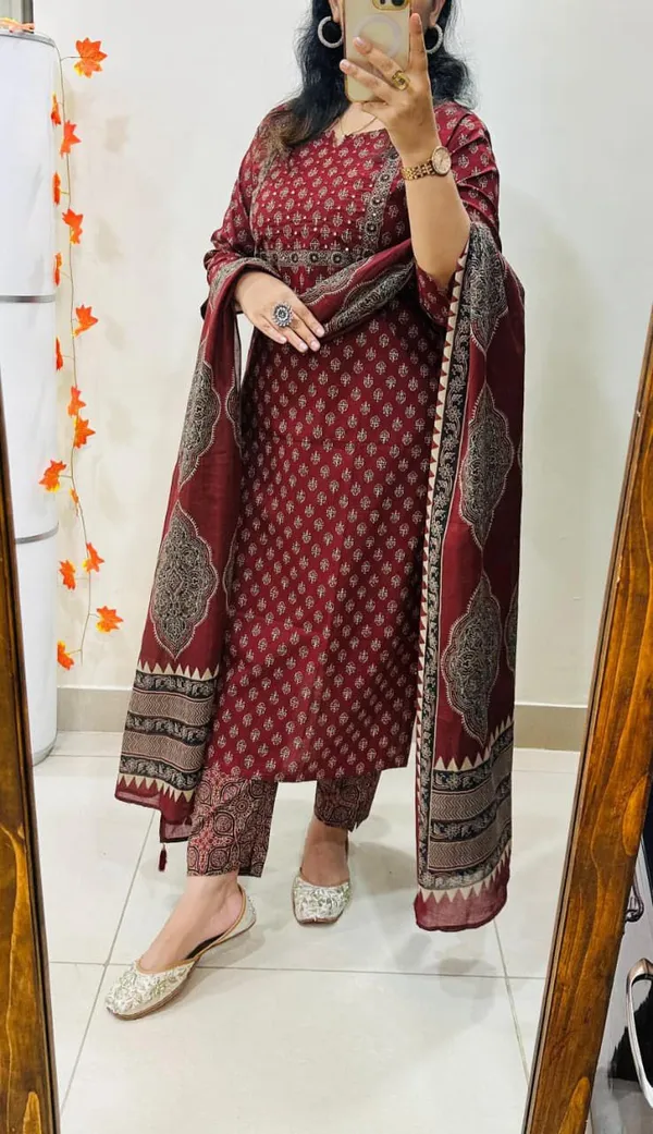 Red_Cotton_Printed_Straight_Kurta_with_Bottom_and_Dupatta_Set