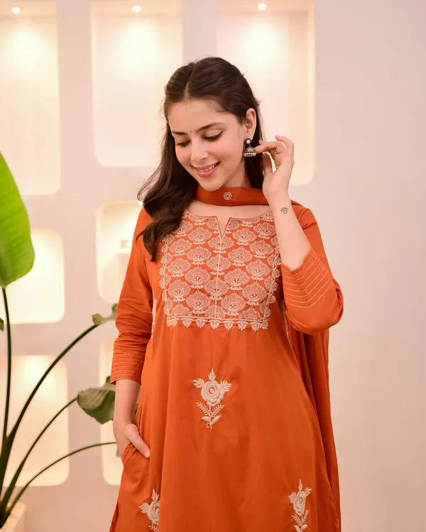Orange_Embroidered_Straight_Kurta_Set_for_Women
