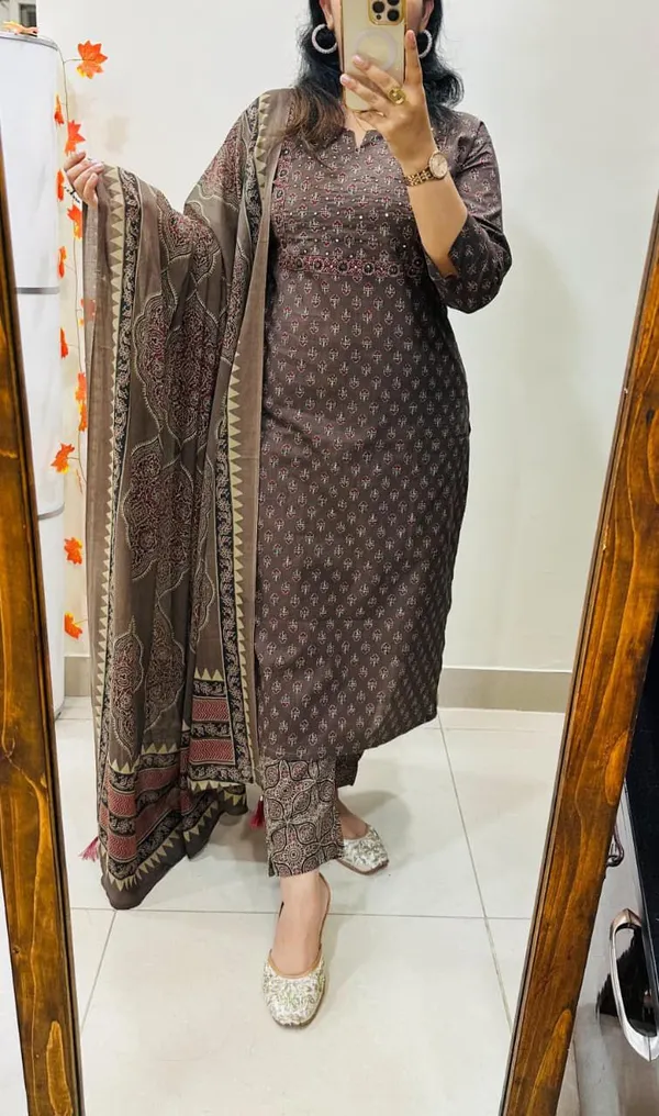 Brown_Printed_Straight_Kurta_Pant_Set_With_Dupatta_for_Women