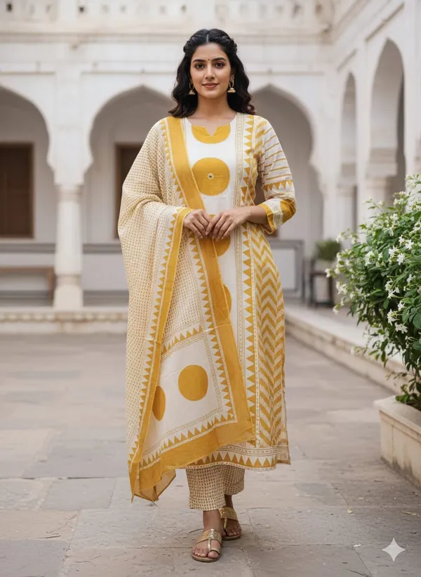 Mustard_Printed_Ethnic_Kurta_Set_for_Women