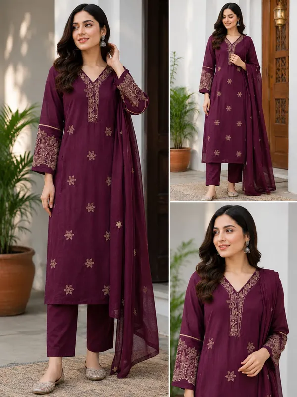 Maroon_Embroidered_Straight_Kurta_Set_for_Women