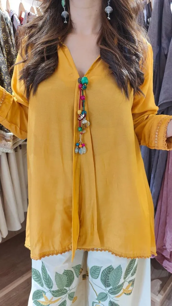 Yellow_Cotton_High-Low_Kurti_with_Floral_Print_Palazzo_Set_for_Women
