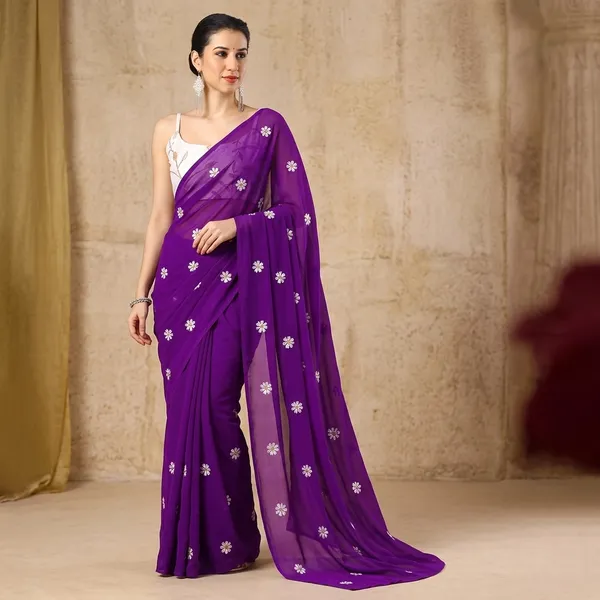 Purple_Floral_Embroidered_Saree_For_Women