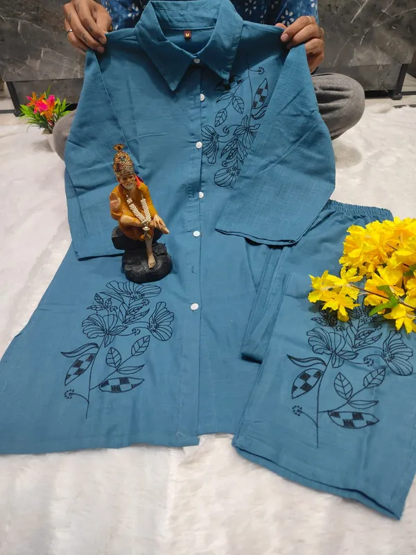 Blue_Floral_Print_Straight_Kurta_Set_for_Women