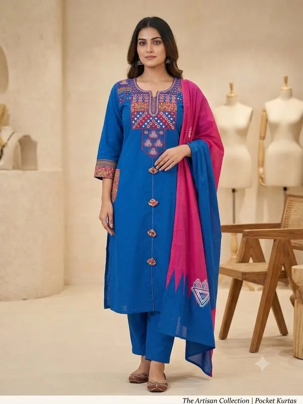 Blue_Embroidered_Straight_Kurta_Set_for_Women