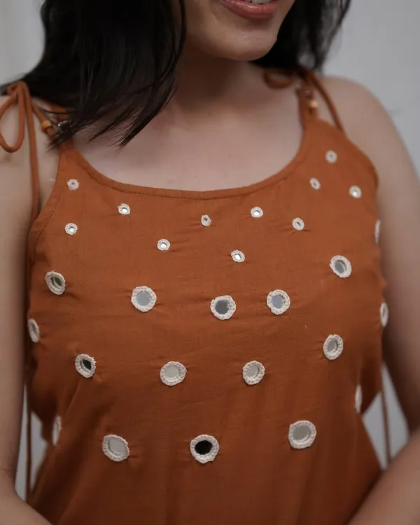 Rust_Sleeveless_Embellished_Kurta_Set_for_Women