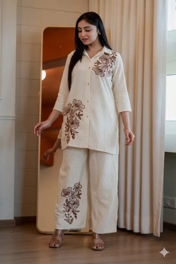 Cream_Embroidered_Straight_Kurta_Pant_Set_for_Women