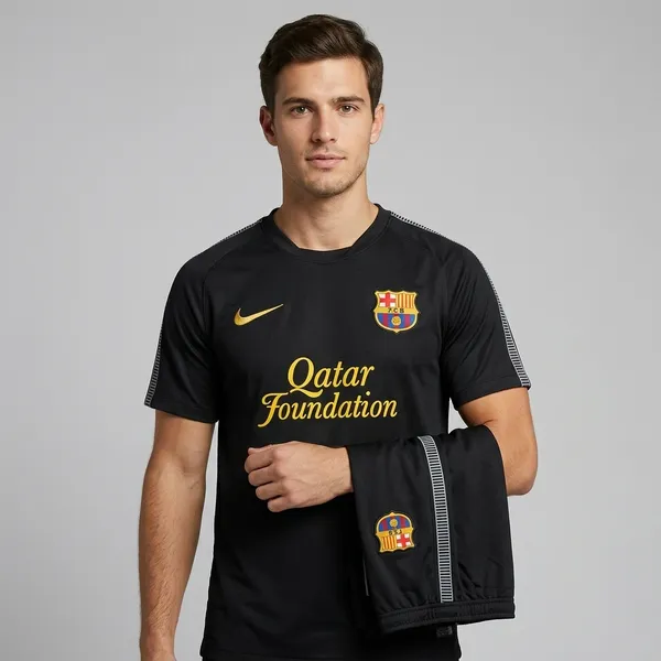 Black_Nike_Fc_Barcelona_Qatar_Retro_Jersey_set_with_shorts