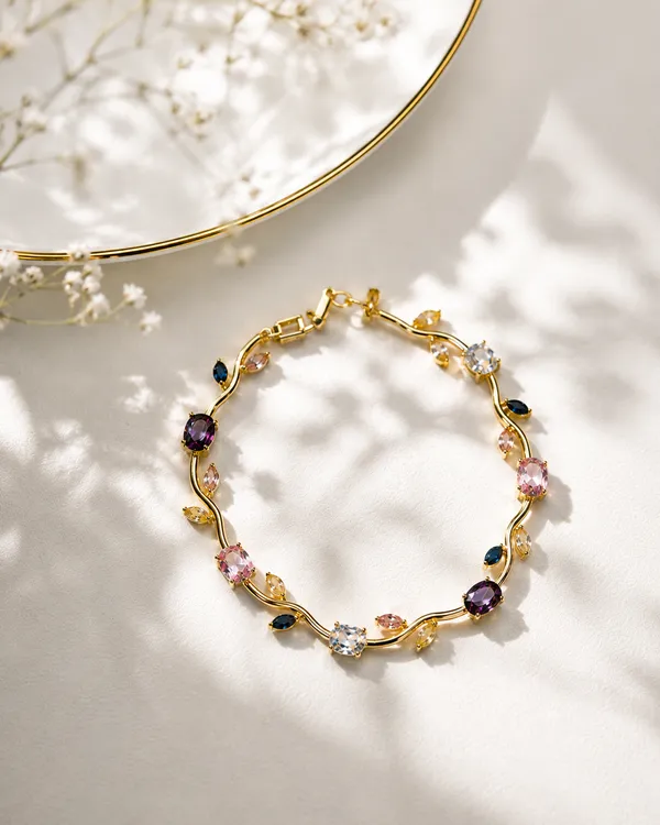 Multicolor_Alloy_Tulip_Charm_Bracelet_For_Women