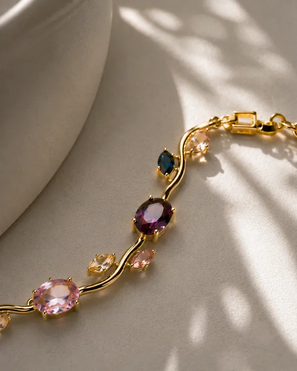 Multicolor_Alloy_Tulip_Charm_Bracelet_For_Women