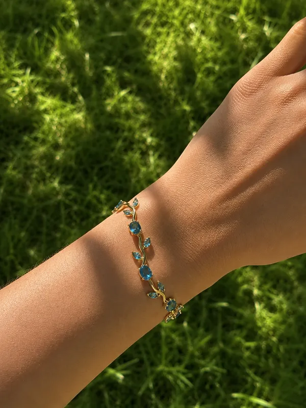 Blue_And_Gold_Alloy_Tulip_Charm_Bracelet_For_Women