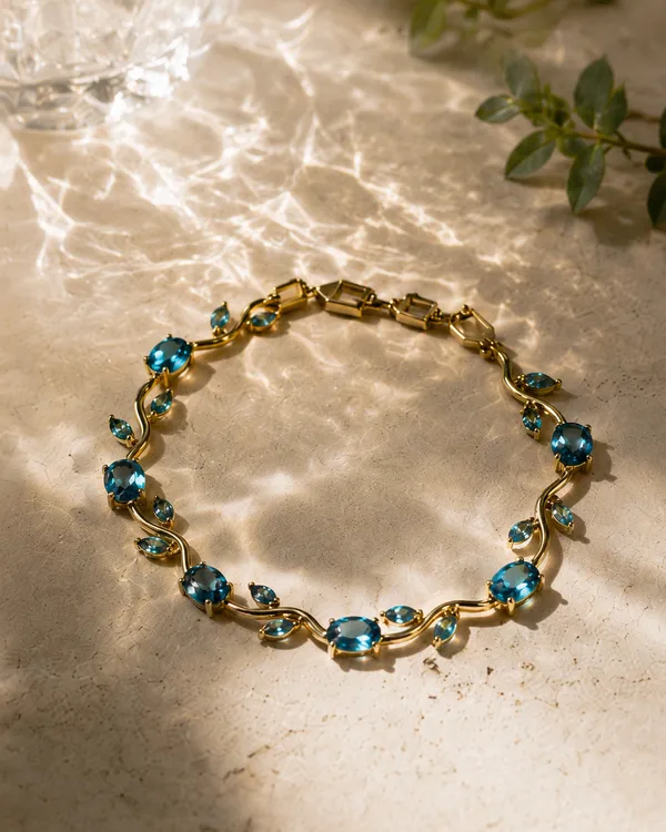 Blue_And_Gold_Alloy_Tulip_Charm_Bracelet_For_Women
