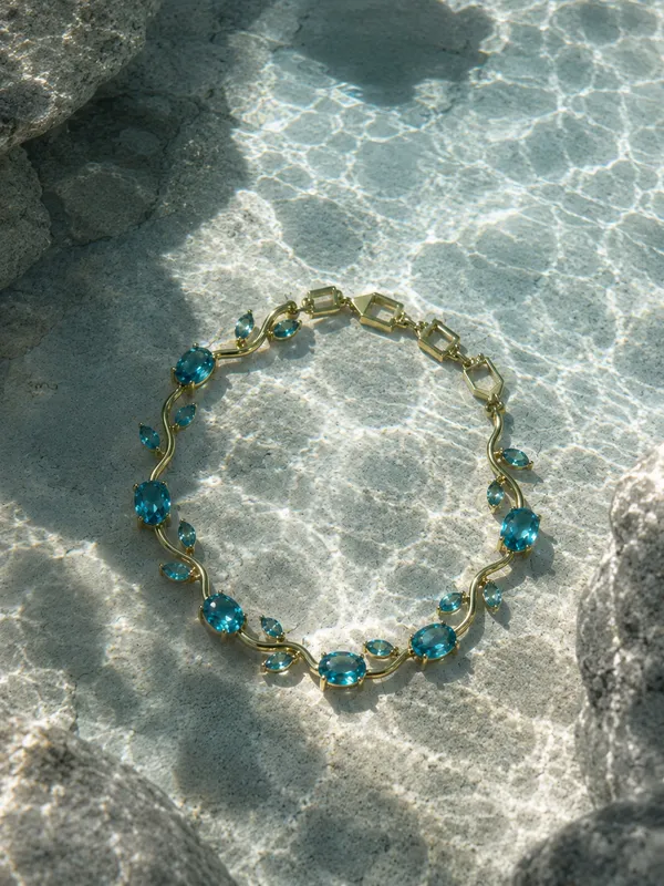 Blue_And_Gold_Alloy_Tulip_Charm_Bracelet_For_Women