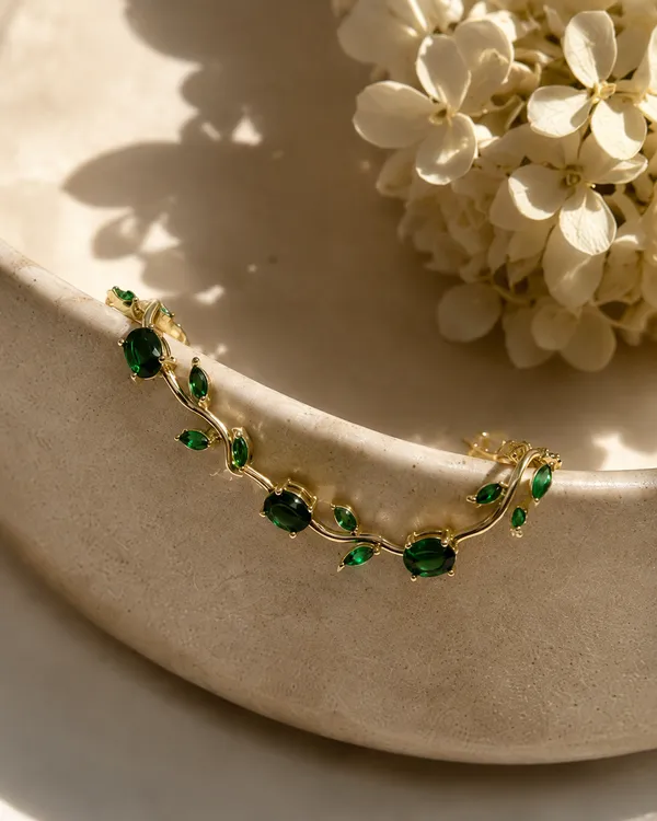 Green_And_Gold_Alloy_Tulip_Charm_Bracelet_For_Women