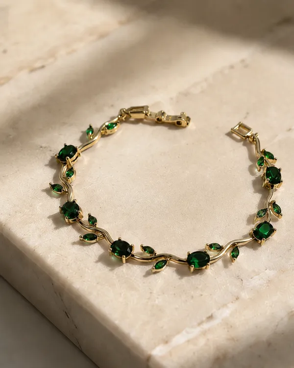 Green_And_Gold_Alloy_Tulip_Charm_Bracelet_For_Women
