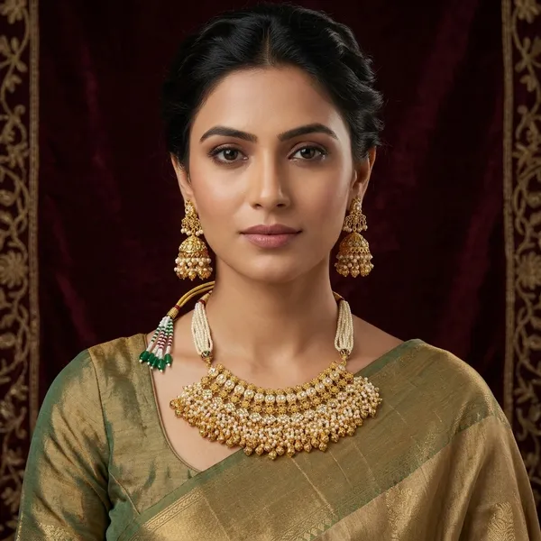 Gold_Kundan_Pearl_Floral_Bridal_Necklace_Set_For_Women