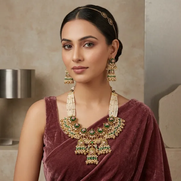 Gold_Green_Kundan_Bridal_Necklace_Set_With_Earrings_For_Women