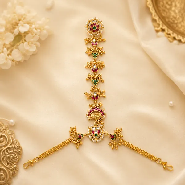 Gold_Kundan_Multicolor_Stone_hath_Phool_For_Women