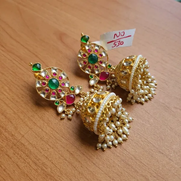 Gold_Multicolor_Kundan_Jhumka_Earrings_For_Women