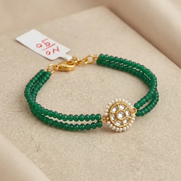 Gold_Green_Beaded_Double-Strand_Kundan_Bracelet_For_Women