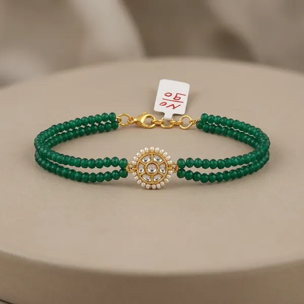 Gold_Green_Beaded_Double-Strand_Kundan_Bracelet_For_Women