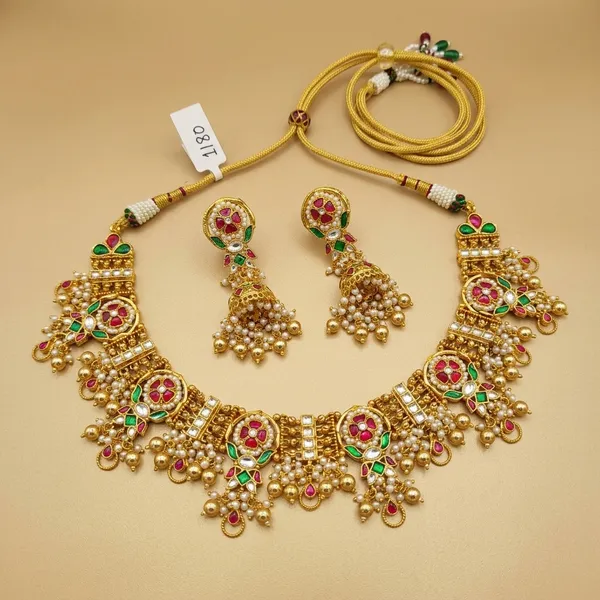 Multicolor_Kundan_Meenakari_Red_Green_Stone_Necklace_Set_For_Women