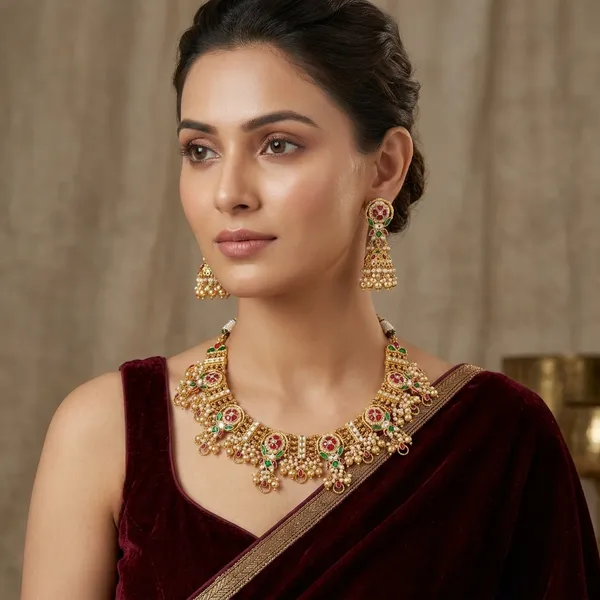 Multicolor_Kundan_Meenakari_Red_Green_Stone_Necklace_Set_For_Women