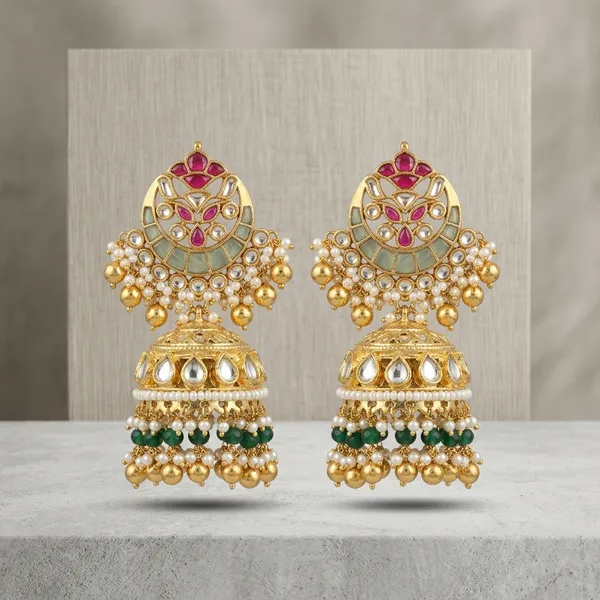 Gold_Kundan_Pearl_Jhumka_Earrings_For_Women