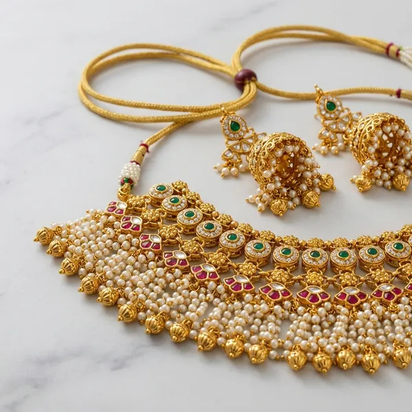Gold_Kundan_Red_White_Stone_Choker_Necklace_Set_For_Women
