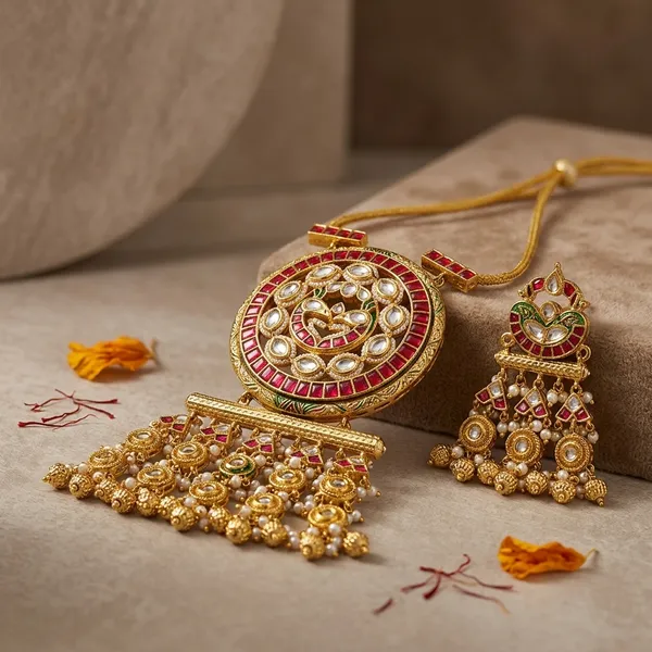Gold_Kundan_Meenakari_Necklace_Set_With_Earrings_For_Women