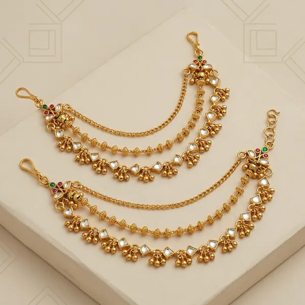 Gold_Kundan_Three-Layer_Bell_Charm_Chain_For_Women