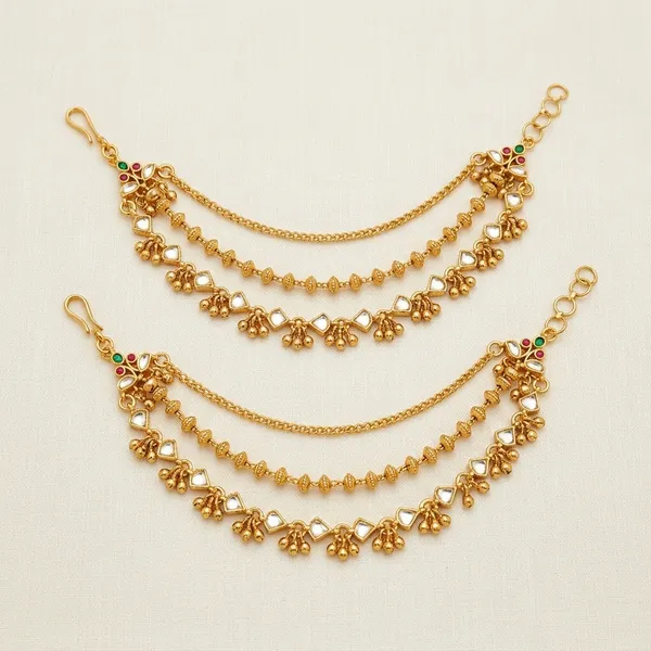 Gold_Kundan_Three-Layer_Bell_Charm_Chain_For_Women