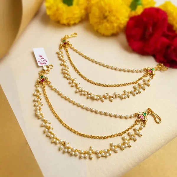 Gold_Pearl_Bahubali_Style_Kan_Chain_For_Women