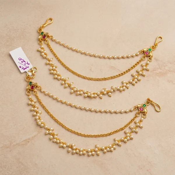 Gold_Pearl_Bahubali_Style_Kan_Chain_For_Women