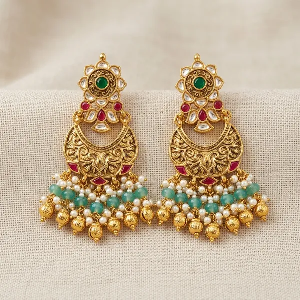 Gold_Turquoise_Kundan_Meenakari_Chandbali_Earrings_For_Women
