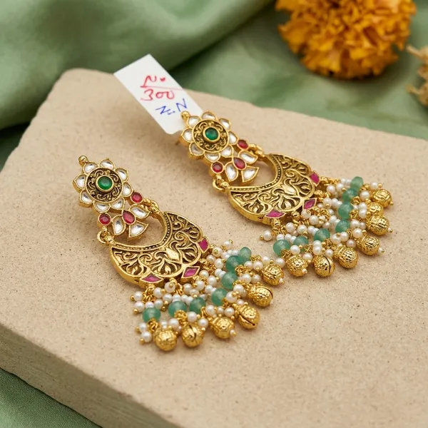 Gold_Turquoise_Kundan_Meenakari_Chandbali_Earrings_For_Women