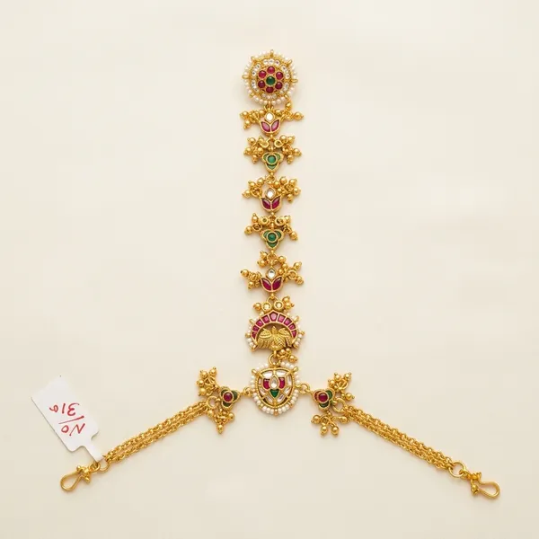 Gold_Kundan_Multicolor_Stone_hath_Phool_For_Women
