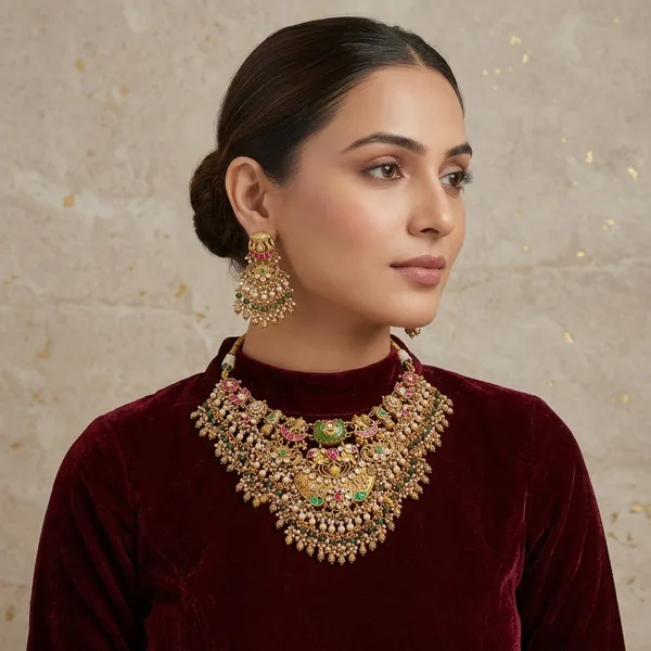 Gold_Kundan_Jadau_Bridal_Necklace_Set_For_Women