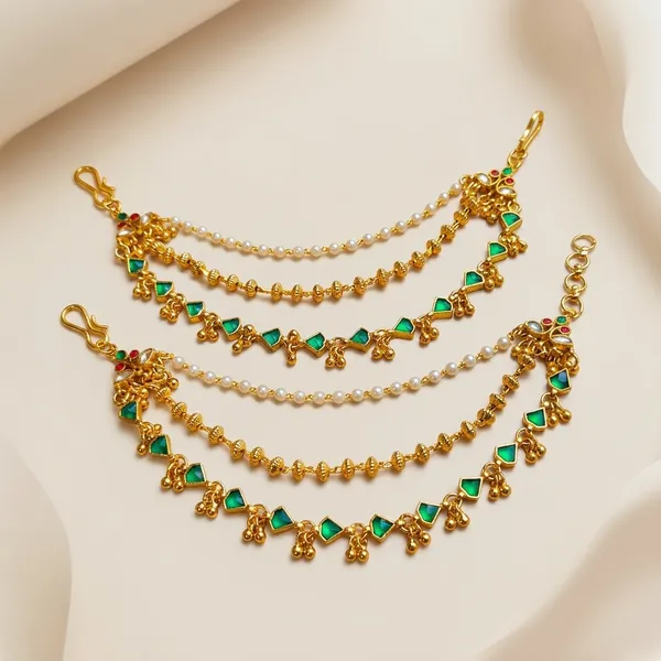 Gold_Green_Stone_Pearl_Anklet_Payal_For_Women