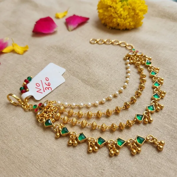 Gold_Green_Stone_Pearl_Anklet_Payal_For_Women