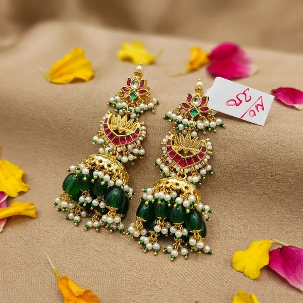 Gold_Multicolor_Kundan_Layered_Jhumka_Earrings_For_Women