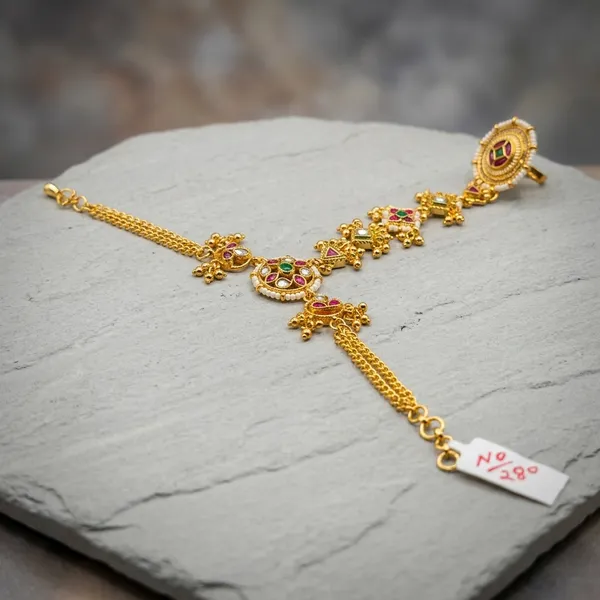 Gold_Green_Kundan_Stone_Hath_Phool_For_Women