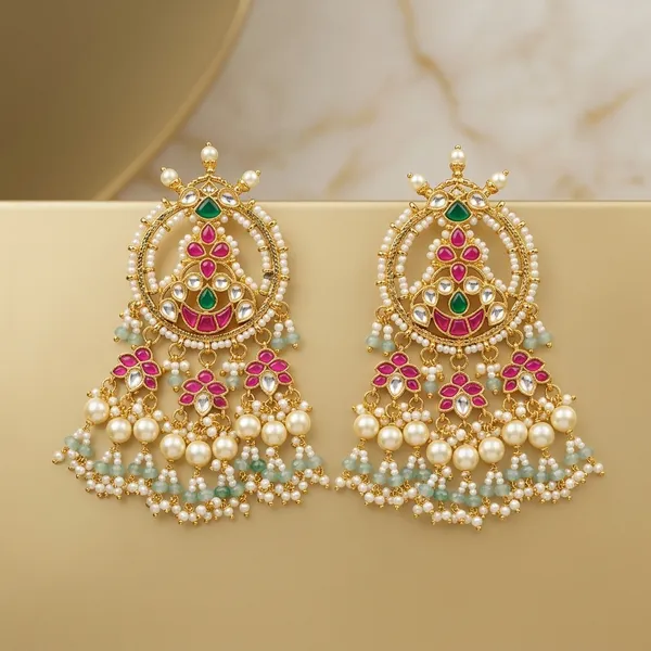 Gold_Kundan_Peacock_Motif_Chandbali_Earrings_For_Women