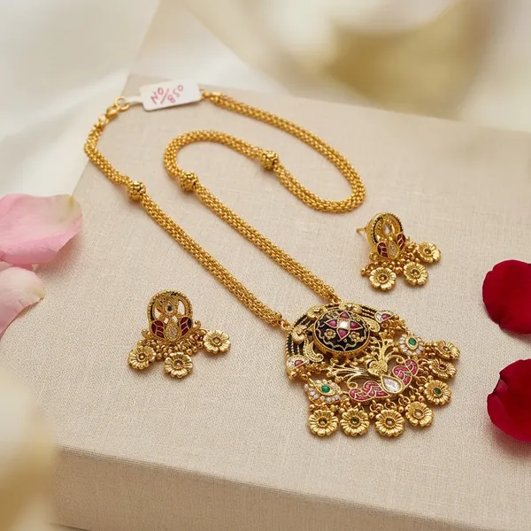 Gold_Pink_Stone_Kundan_Pendant_Set_With_Earrings_For_Women