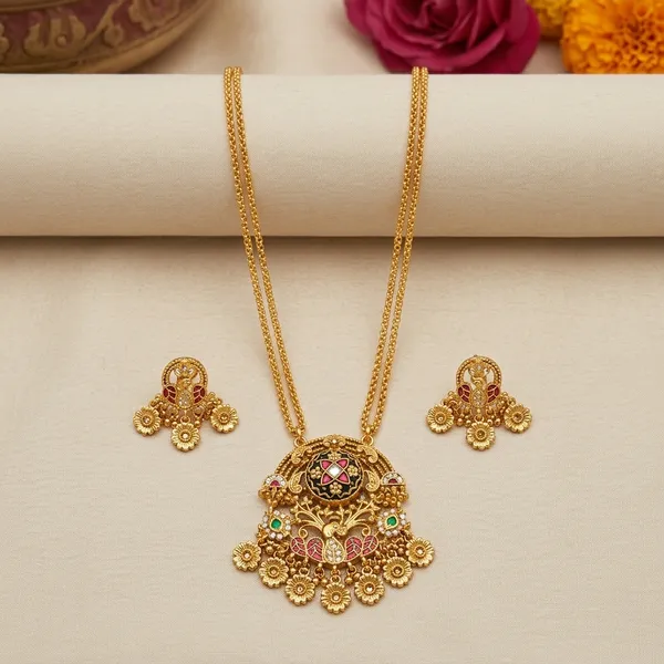 Gold_Pink_Stone_Kundan_Pendant_Set_With_Earrings_For_Women