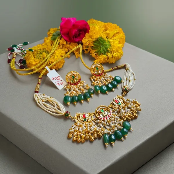 Gold_Green_Kundan_Meenakari_Choker_Necklace_Set_For_Women