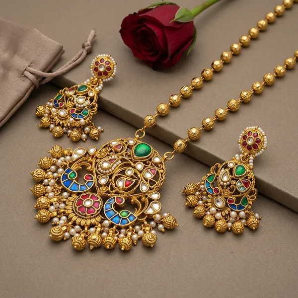 Gold_Kundan_Meenakari_Pearl_Pendant_Jewellery_Set_For_Women